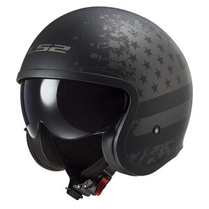 LS2 HELMETS - Casco Jet Vintage OF599 Black Flag - Casco Jet Vintage